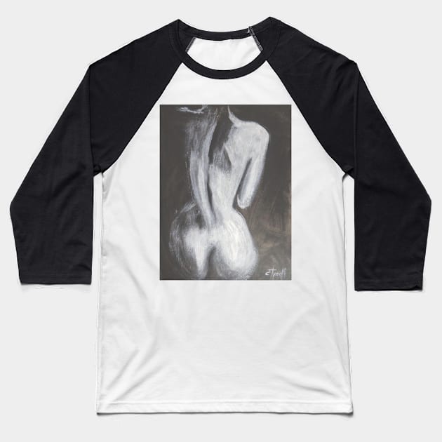 Shadow Figure 1 - Female Nude Baseball T-Shirt by CarmenT